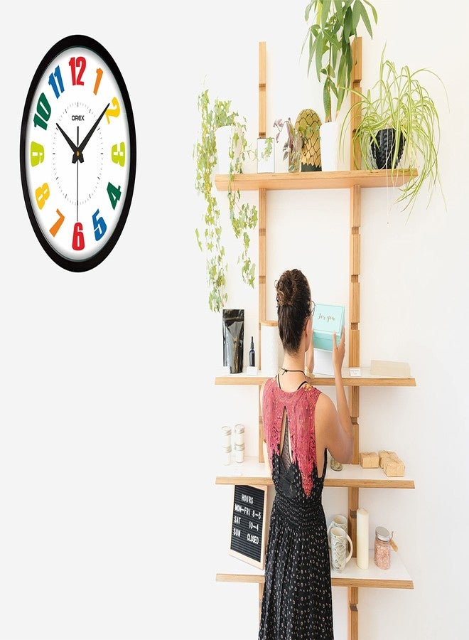 OREX Stylish Multicolor Design Wall Clock for Home/Living Room/Bedroom/Kitchen/Office/Kids Room (Black) - Image 5
